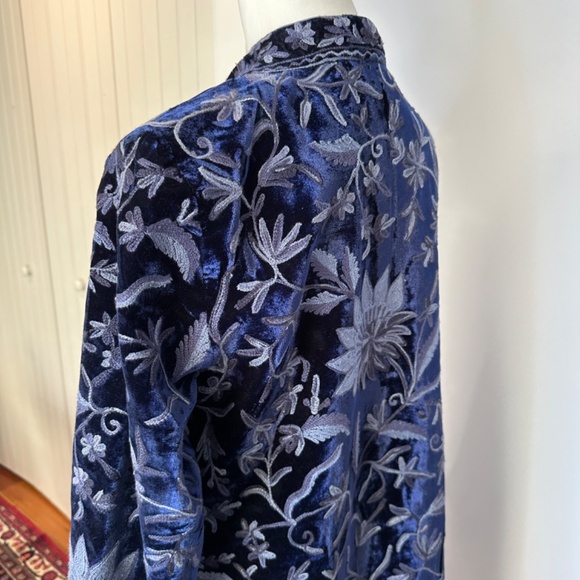 Soft Surroundings Blue Floral Embroidered Jacket - Picture 3 of 12